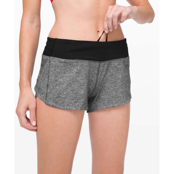 Lululemon Run Speed Up Shorts Womens 4 Heather Gray Black Liner Drawcord Workout - Picture 2 of 11